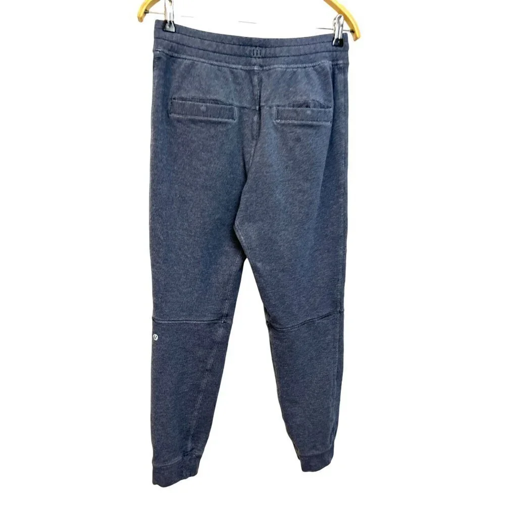 Lululemon Joggers Sweatpants Heather Gray Blue Faux Zipper Size Small